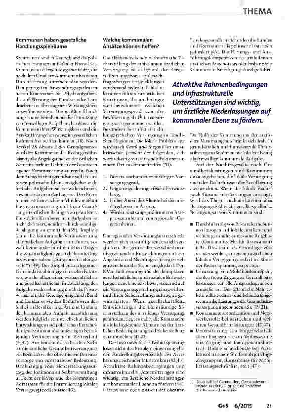 Vorschauseite 6: Gemeinden unter Druck-Welche Rolle kann die Kommune bei der Lösung von ambulanten ärztlichen Versorgungsproblemen spielen?