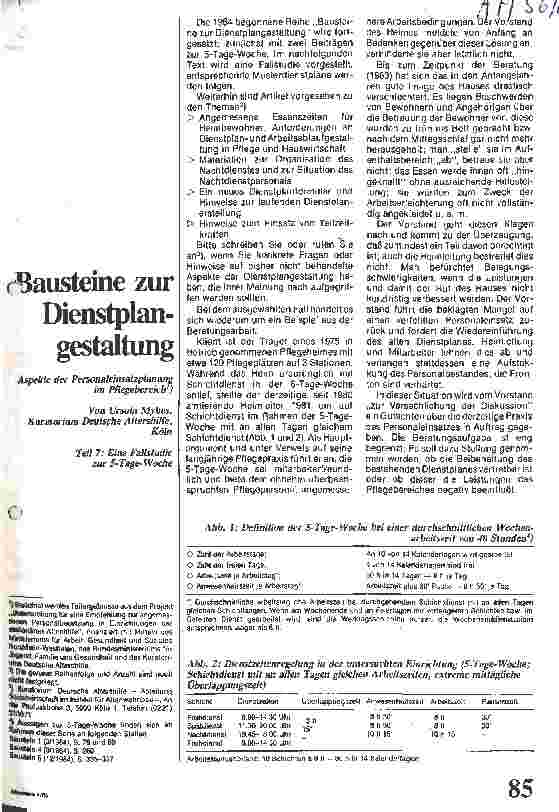 Vorschauseite 1: Bausteine zur Dienstplangestaltung / Aspekte der Personaleinsatzplanung im Pflegebereich // Teil 7: Eine Fallstudie zur 5-Tage-Woche