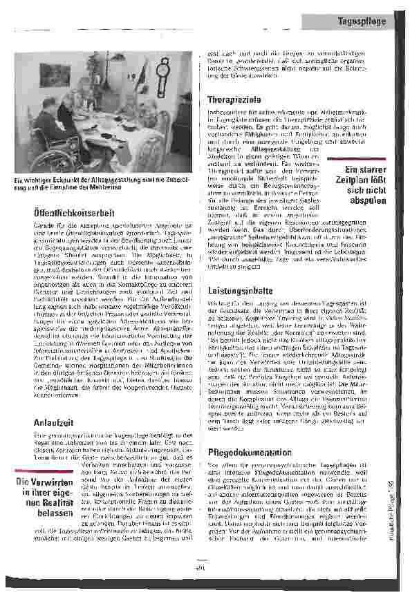 Vorschauseite 3: Ein Mehr an Lebensqualität schaffen Aufbau und Entwicklung von Tagespflegeeinrichtungen für gerontopsychiatrische KlientInnen