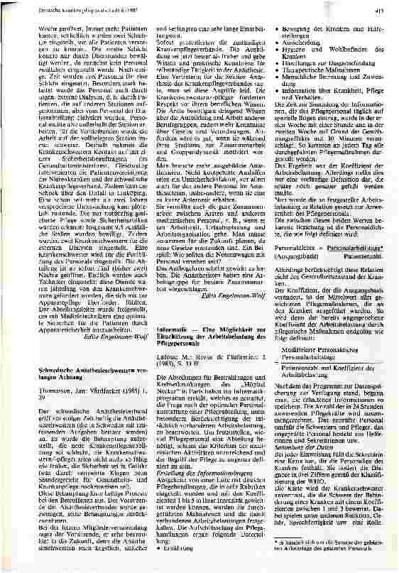 Vorschauseite 1: Informatik -- eine Möglichkeit zur Einschätzung der Arbeitsbelastung des Pflegepersonals
