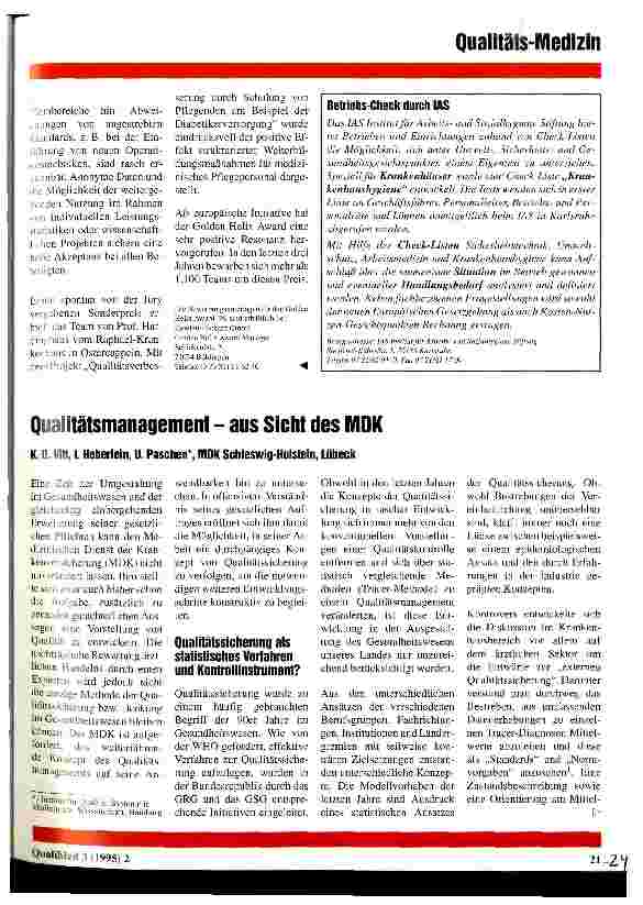 Vorschauseite 1: Qualitätssicherung aus Sicht des MDK