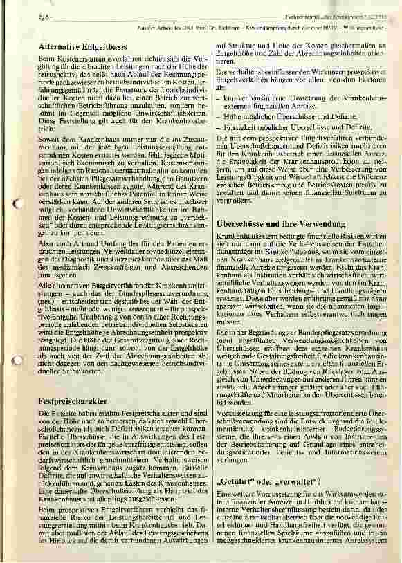 Vorschauseite 3: Kostendämpfung durch die neue Bundespflegesatzverordnung