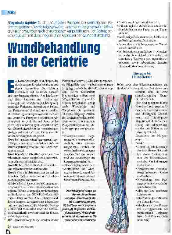 Vorschauseite 1: Wundbehanldung in der Geriatrie Pflegerische Aspekte