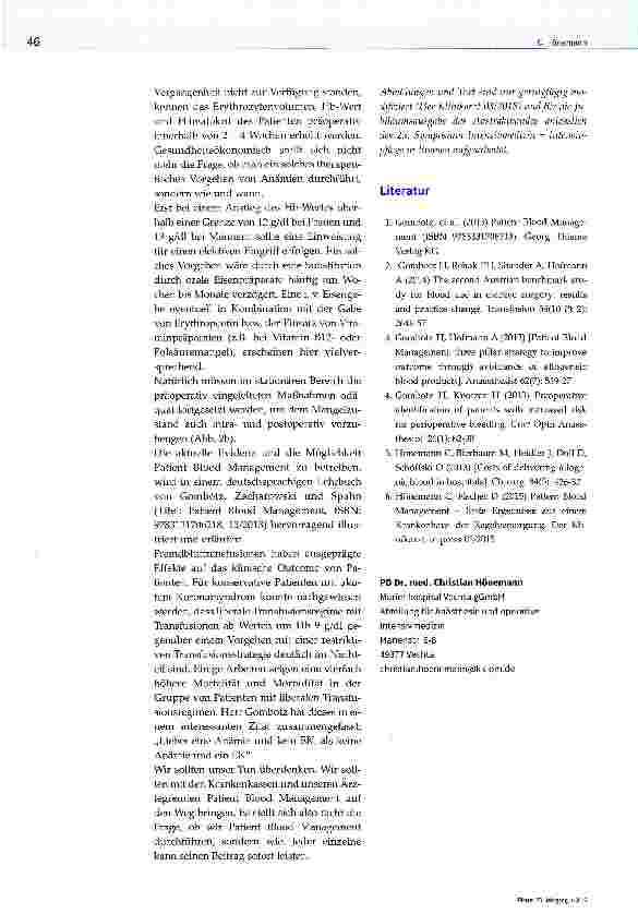 Vorschauseite 5: Patient Blood Management: Win - für das Gesundheitssystem?