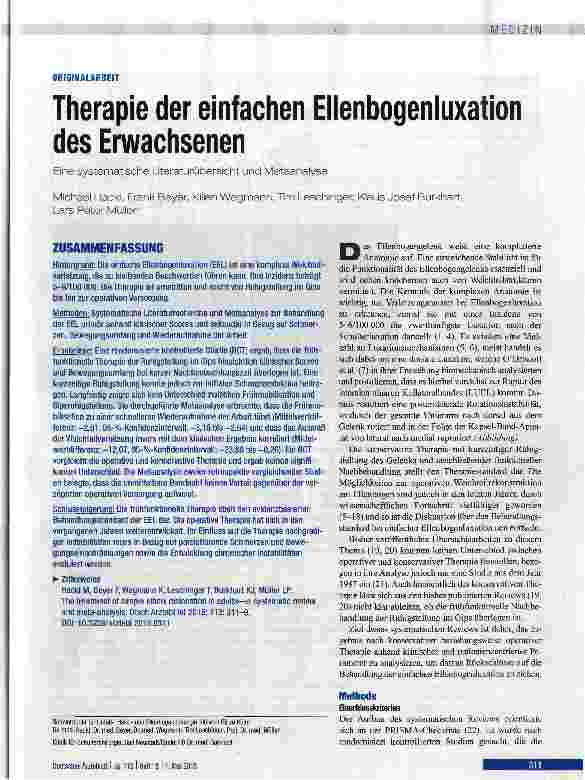 Vorschauseite 1: Therapie der einfachen Ellenbogenluxation des Erwachsenen