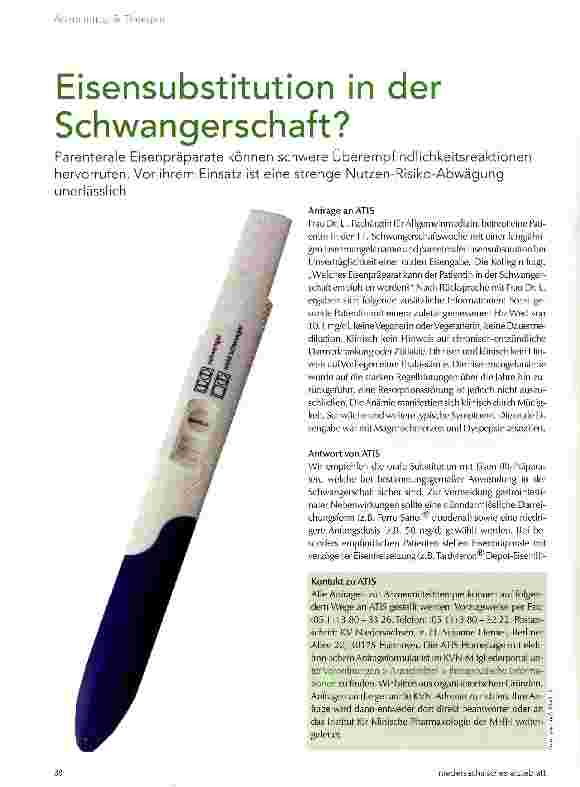 Vorschauseite 1: Eisensubstitution in der Schwangerschaft?