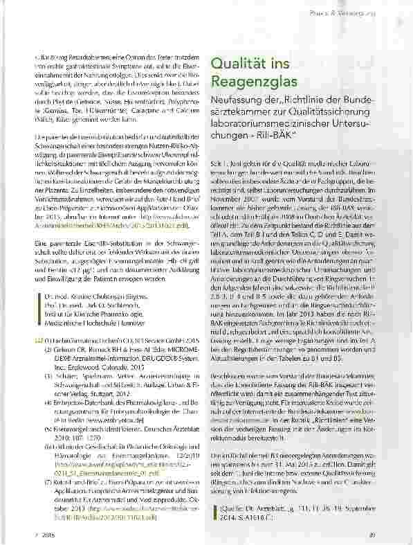 Vorschauseite 2: Eisensubstitution in der Schwangerschaft?