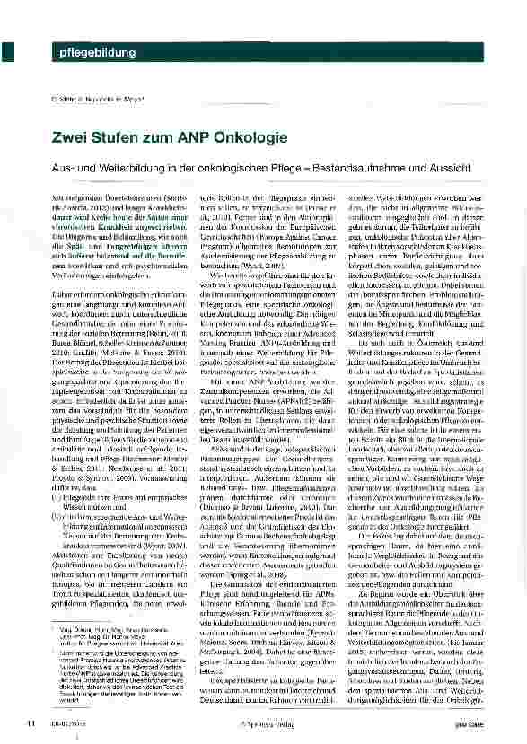 Vorschauseite 1: Zwei Stufen zum ANP Onkologie