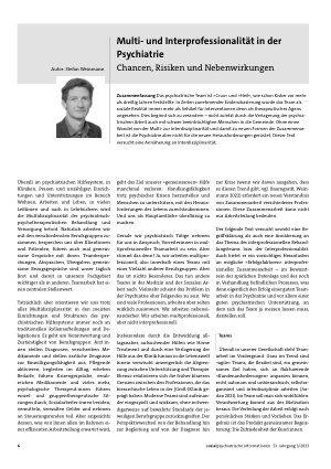 Vorschauseite 1: Multiund Interprofessionalität in der Psychiatrie. Chancen, Risiken und Nebenwirkungen