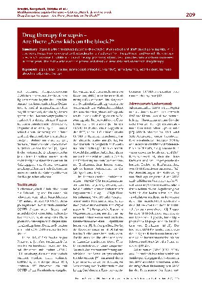 Vorschauseite 2: Medikamentöse Sepsis-Therapie – Gibt es „New Kids on the Block?“