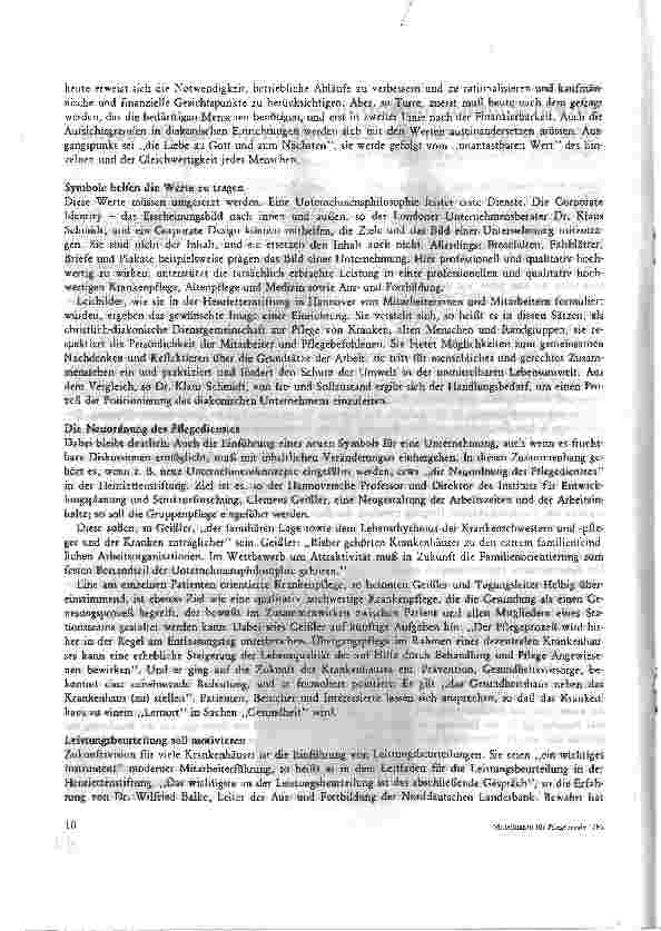 Vorschauseite 2: Unternehmensphilosophie - eine Aufgabe für die Zukunft kirchlicher Diakonie Auf der Suche nach einem Profil