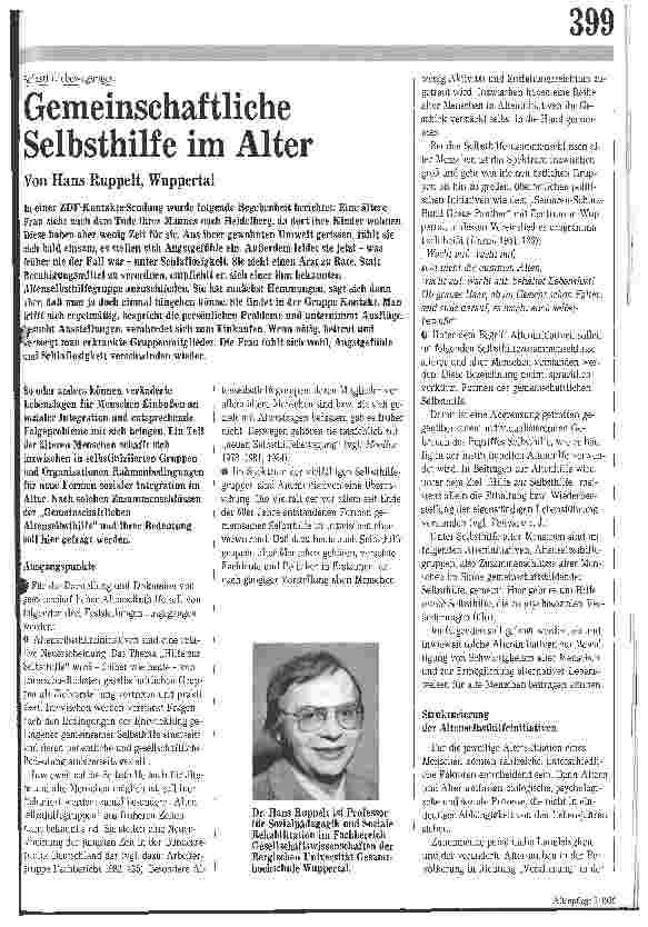 Vorschauseite 1: Gemeinschaftliche Selbsthilfe im Alter