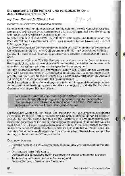 Vorschauseite 1: Die Sicherheit für Patient und Personal im OP - aus technischer Sicht