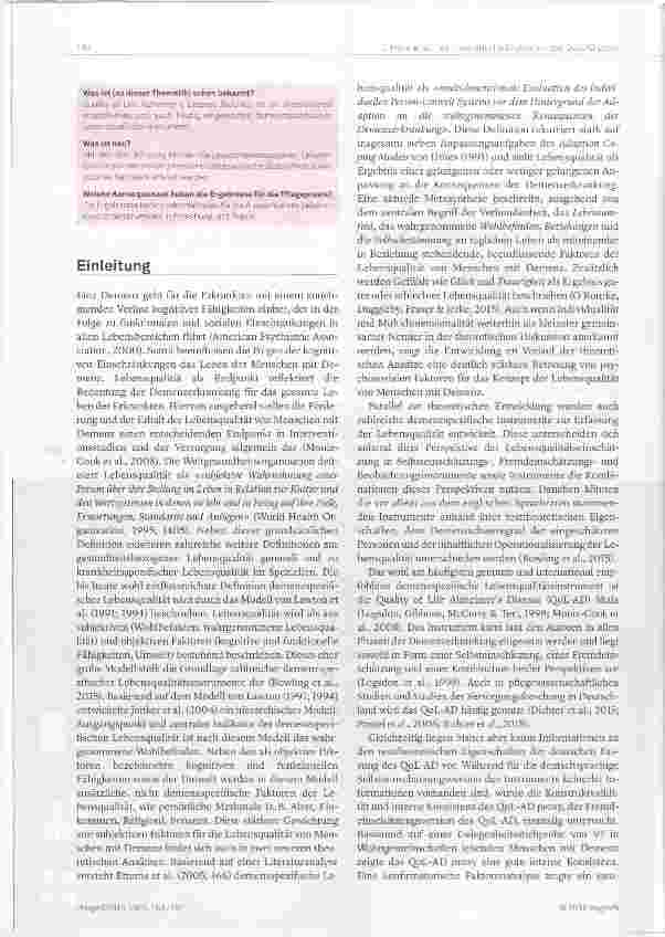 Vorschauseite 2: Interne Konsistenz und Konstrukt-validität des Quality of Life in Alzheimers Disease (QpL-AD) proxy Instruments