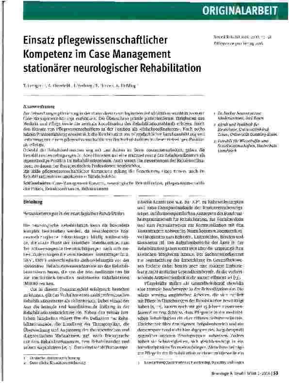 Vorschauseite 1: Einsatz pflegewissenschaftlicher Kompetenz im Case Management stationärer neurologischer Rehabilitation