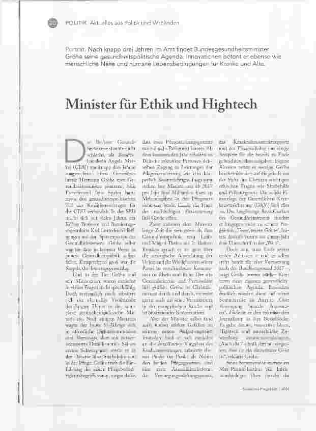 Vorschauseite 1: Minister für Ethik und Hightech