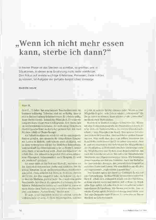 Vorschauseite 1: Wenn ich nicht mehr essen kann, sterbe ich dann?