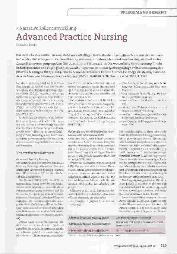 Vorschauseite 1: Advanced Practice Nursing
