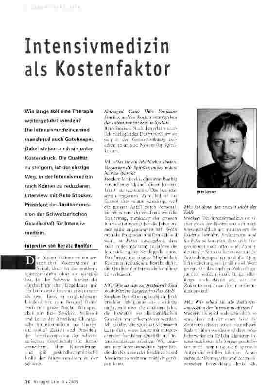 Vorschauseite 1: Intensivmedizin als Kostenfaktor