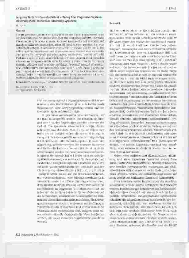 Vorschauseite 2: Langfristige palliative Betreuung eines Patienten mit Progressiver Supranukleärer Paralyse