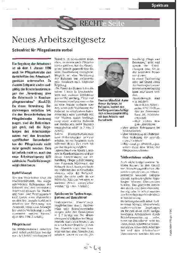Vorschauseite 1: Neues Arbeitszeitgesetz Schonfrist für Pflegedienste vorbei