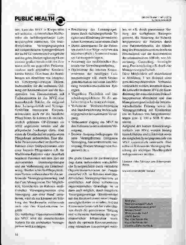 Vorschauseite 3: Medizinische Versorgungszentren -Grundsätze und praktische Realisierung