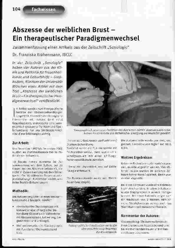 Vorschauseite 1: Abszesse der weiblichen Brust - Ein therapeutischer Paradigmenwechsel