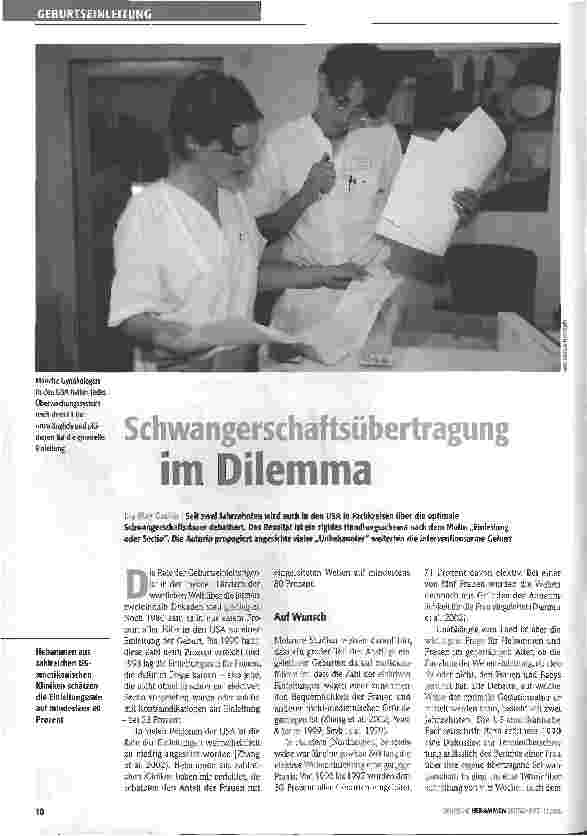 Vorschauseite 1: Schwangerschaftsübertragung - ein Dilemma