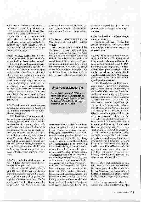 Vorschauseite 2: Wo stehen wir heute in Sachen Krebs?