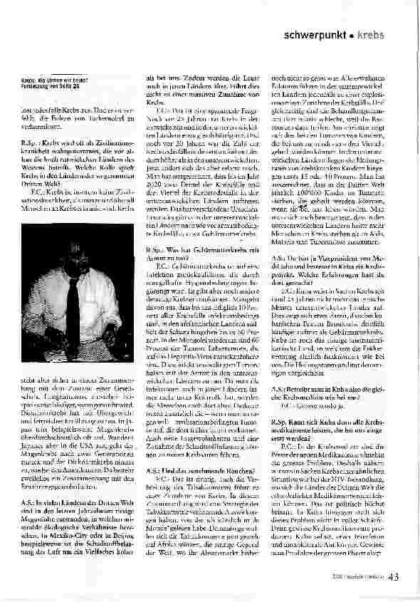 Vorschauseite 4: Wo stehen wir heute in Sachen Krebs?
