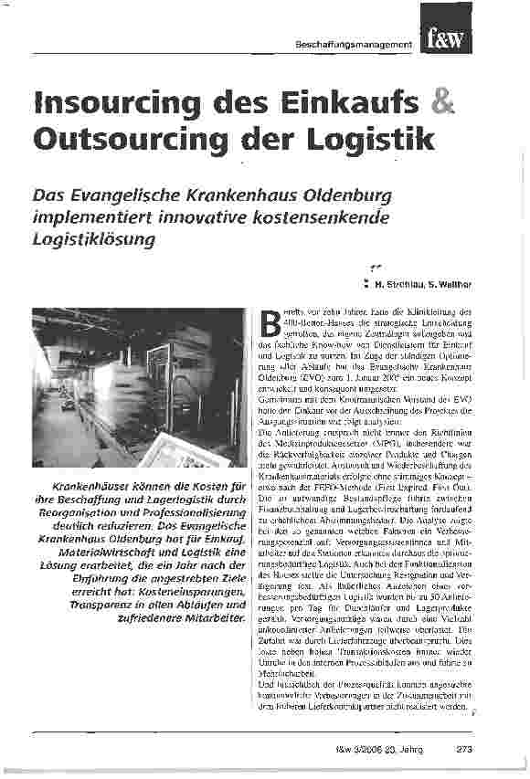 Vorschauseite 1: Insourcing des Einkaufs & Outsourcing der Logistik