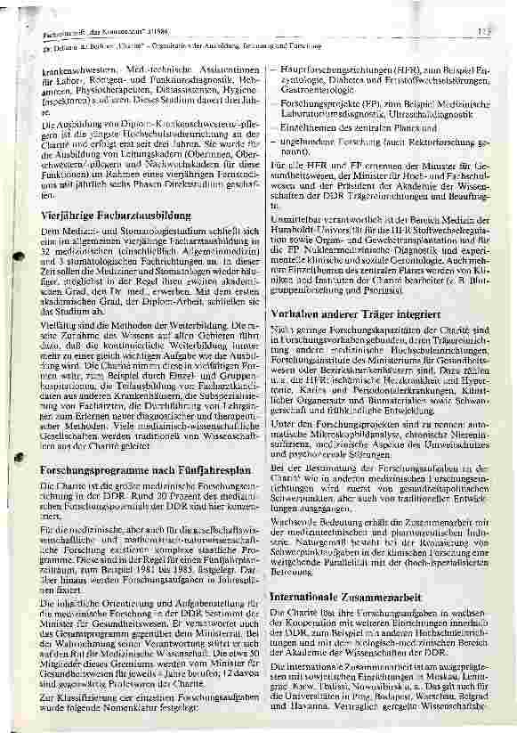 Vorschauseite 3: Die Berliner Charite Organisation der Ausbildung, Betreuung und Forschung