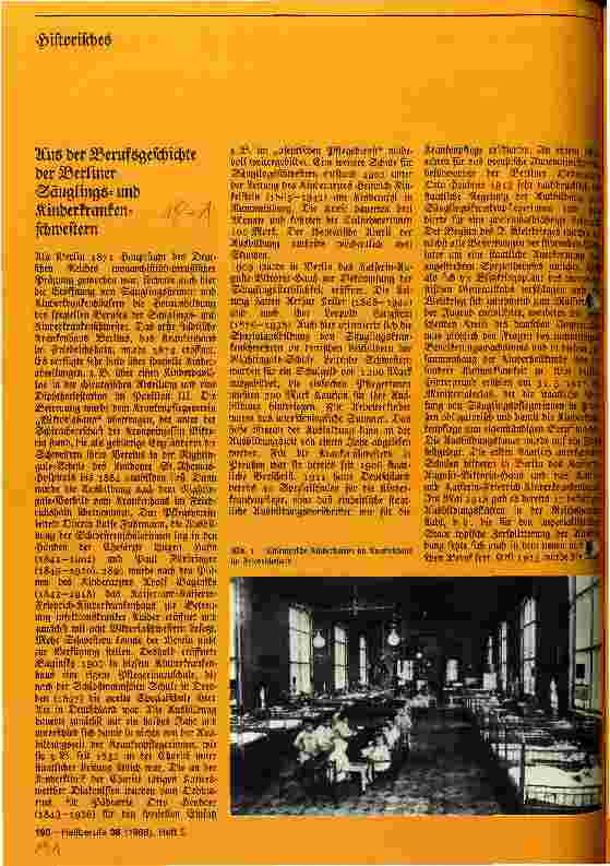 Vorschauseite 1: Aus der Berufsgeschichte der Berliner Säuglings-und Kinderkrankenschwestern