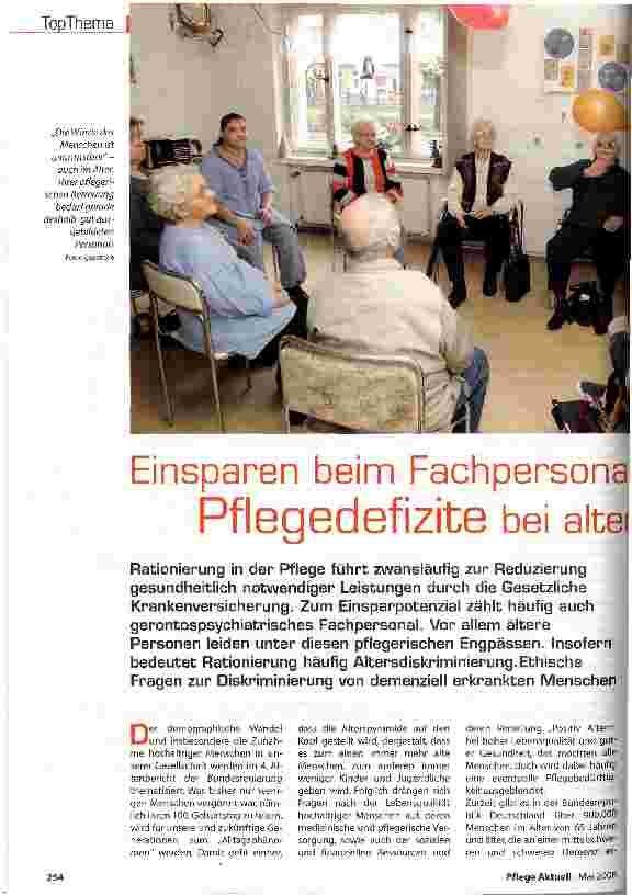 Vorschauseite 1: Einsparen beim Fachpersonal Pflegedefizite bei alten Menschen