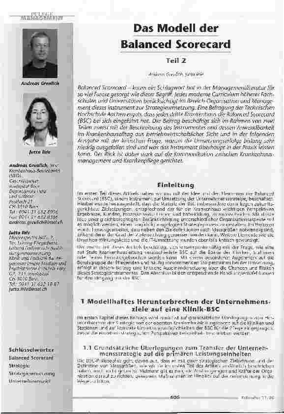 Vorschauseite 1: Das Modell der Balanced Scorecard - Teil 2