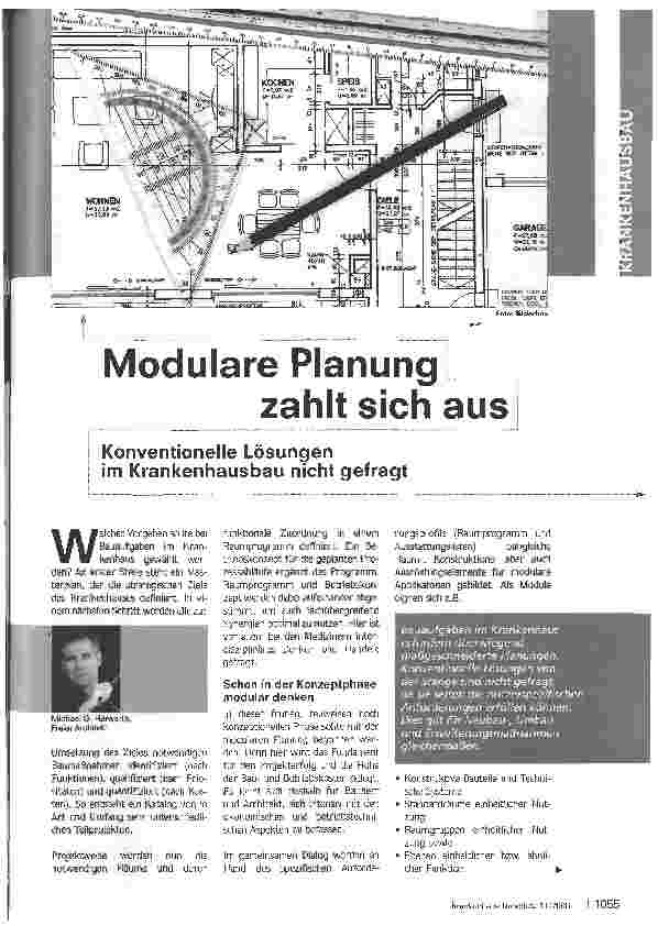Vorschauseite 1: Modulare Planung zahlt sich aus - Konventionelle Lösungenim Krankenhausbau nicht gefragt