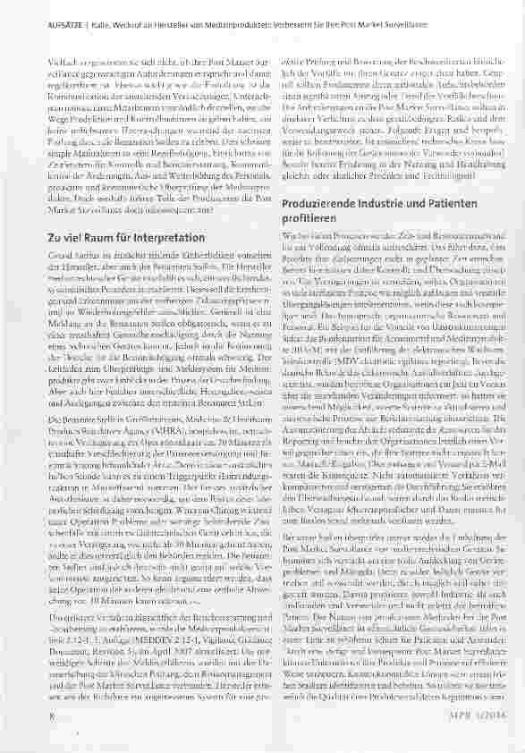 Vorschauseite 2: Weckruf an Hersteller von Medizinprodukten: Verbessern Sie Ihre Post Market Surveillance