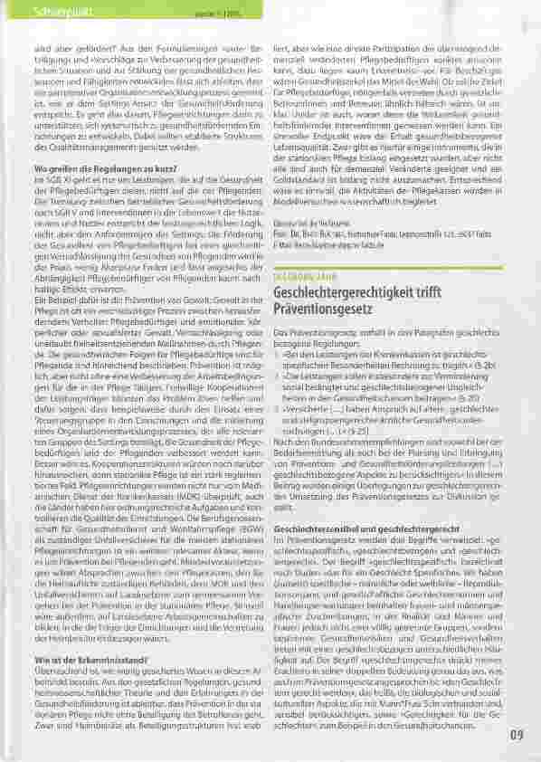 Vorschauseite 1: Geschlechtergerechtigkeit trifft Präventionsgesetz