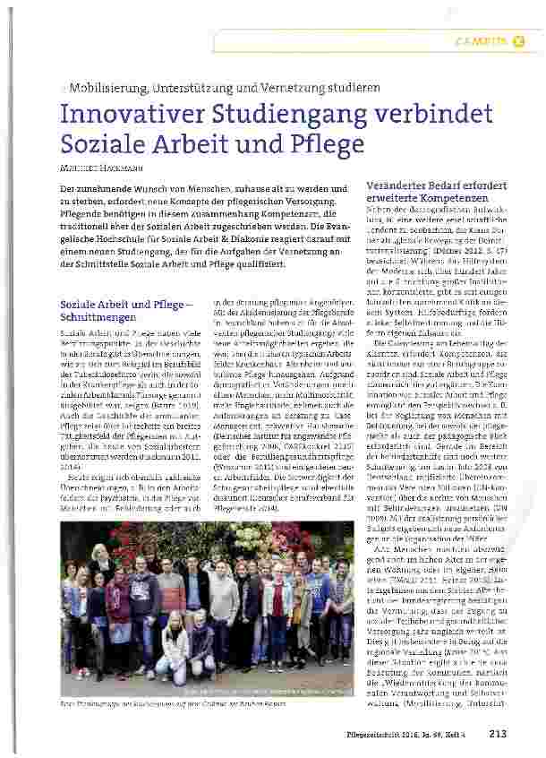 Vorschauseite 1: Innovativer Studiengang verbindet Soziale Arbeit und Pflege