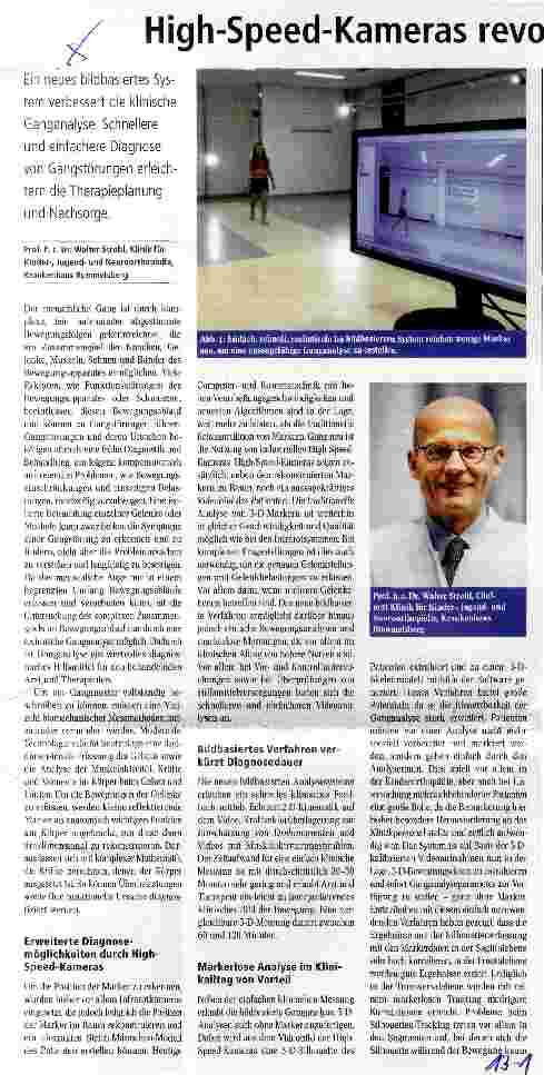 Vorschauseite 1: High-Speed-Kameras revolutionieren Ganganalyse