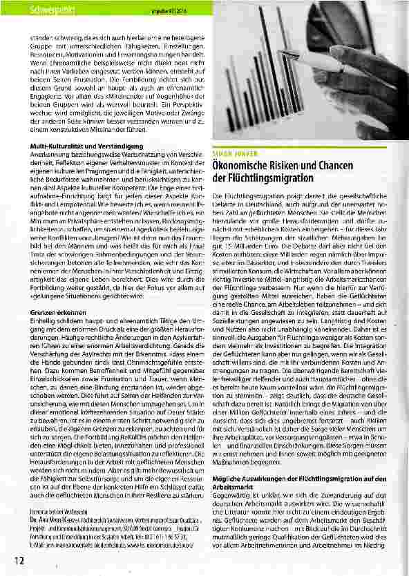 Vorschauseite 1: Ökonomische Risiken und Chancen der Flüchtlingsmigration