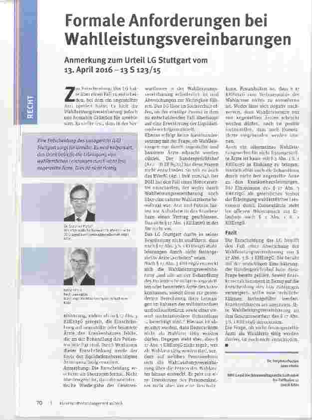Vorschauseite 1: Formale Anforderungen bei Wahlleistungsvereinbarungen