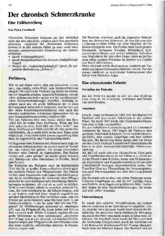 Vorschauseite 1: Der chronisch Schmerzkranke Eine Falldarstellung