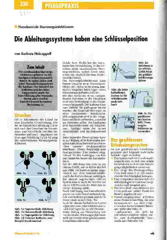 Vorschauseite 1: Die Ableitungssysteme haben eine Schlüsselposition Nosokomiale Harnwegsinfektionen