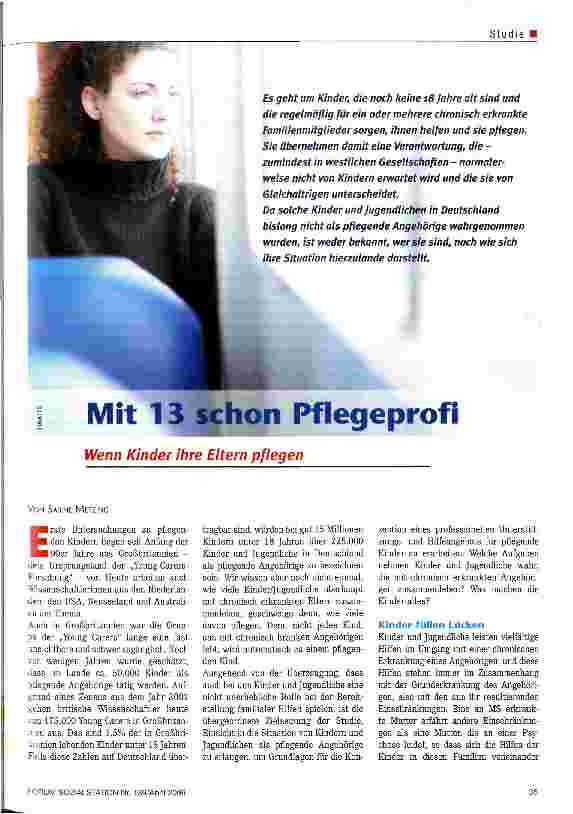 Vorschauseite 1: Mit 13 schon PflegeprofiWenn Kinder ihre Eltern pflegen