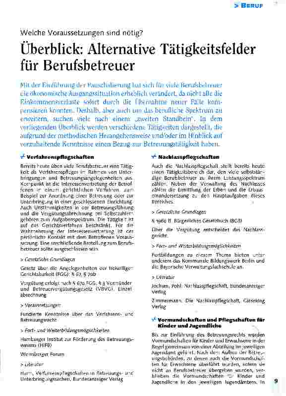 Vorschauseite 1: Welche Voraussetzungen sind nötig?Überblick: Alternative Tätigkeitsfelder für Berufsbetreuer