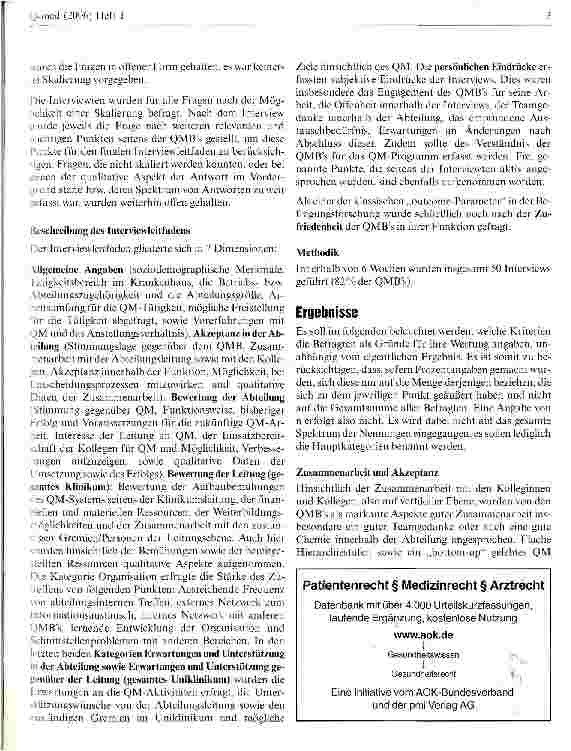 Vorschauseite 3: Erwartungen und Akzeptanz der Mitarbeiter bezüglich des Qualitätsmanagements an einem Klinikum der Maximalversorgung