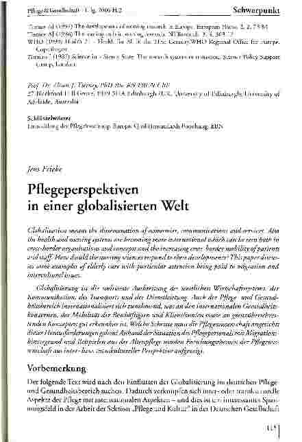 Vorschauseite 1: Pflegeperspektiven in einer globalisierten Welt