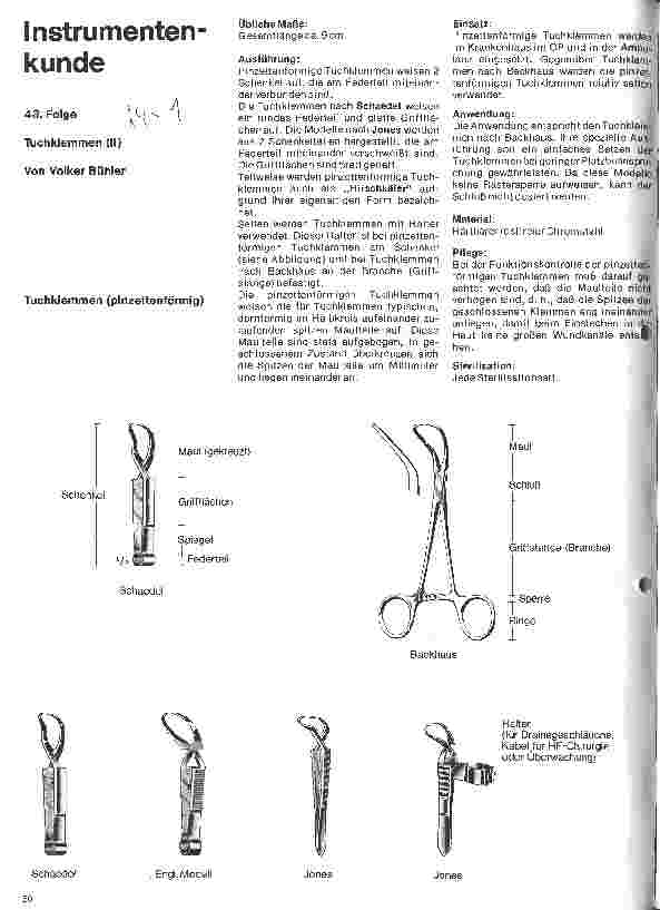 Vorschauseite 1: Instrumentenkunde 43. Folge: Tuchklemmen (II)