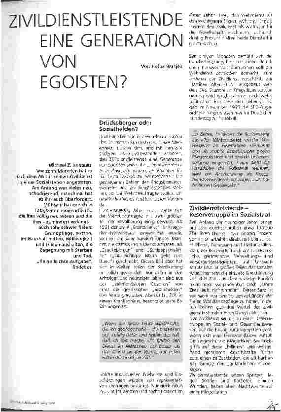 Vorschauseite 1: Zivildienstleistende eine Generation von Egoisten?
